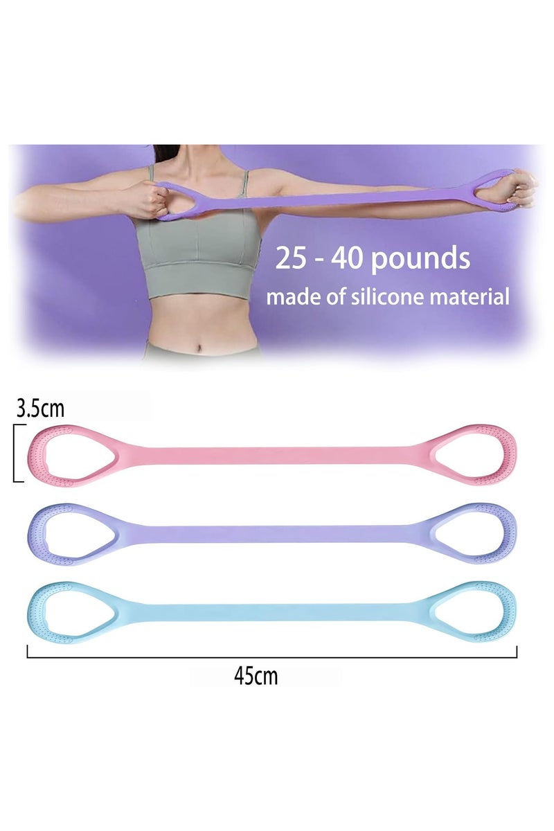 INSIJAM 3 Pack Figure 8 Resistance Band Stretching Strap Fitness Elastic Rope Execrise Workout for Arm Back Chest and Shoulder Yoga Pilates Stretching Physical Therapy Equipment - Image 4