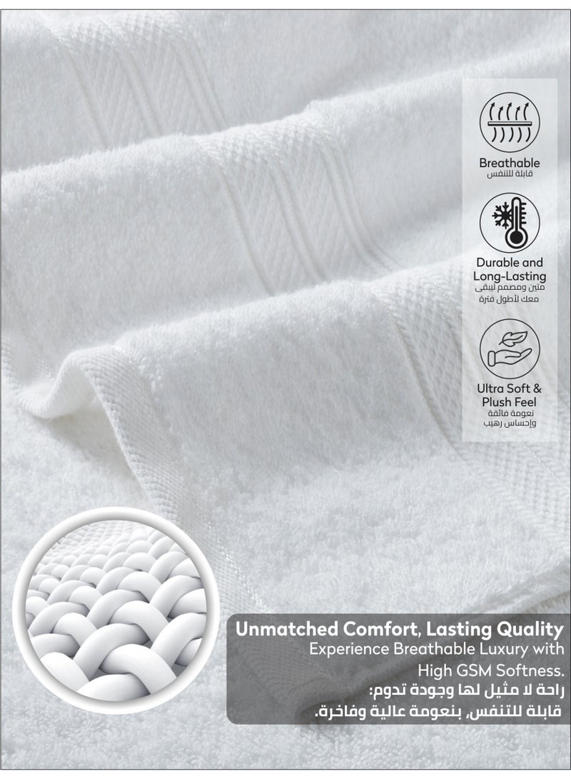 Donetella Premium 100 % Combed Cotton 2-Pcs Bath Towel Set (70 X 140 CM) 600 GSM Large Towel, Highly Absorbent, Quick Dry,Best Towel for Bathroom, Spa And Hotel,White  - Image 5