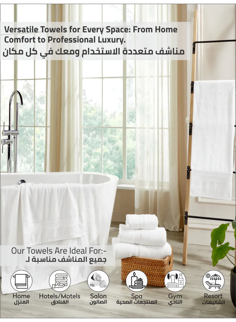 Donetella Bath Towel 2pcs (70x140 cm) Premium 100 % Combed Cotton 2-Pcs Bath Towel Set (70 X 140 CM) 600 GSM Large Towel, Highly Absorbent, Quick Dry,Best Towel for Bathroom, Spa And Hotel,White  | Best Price UAE