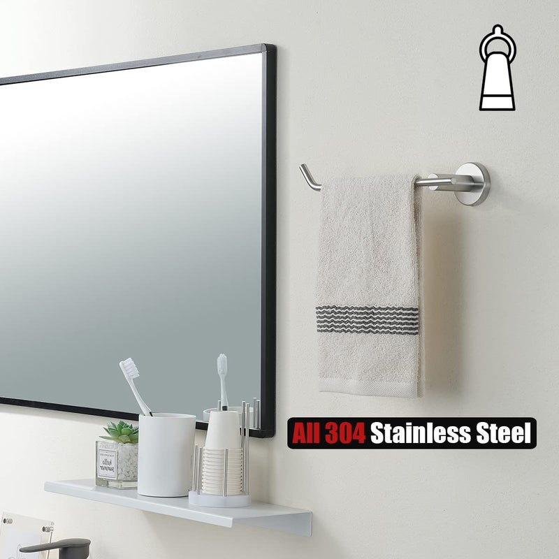 JQK JQK Hand Towel Bar  Stainless Steel Towel Ring for Bathroom  9 Inch Necklace Holder Brushed Finish Wall Mount Left Hand  TR101-BN  - Image 3