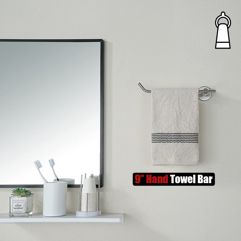 JQK JQK Hand Towel Bar  Stainless Steel Towel Ring for Bathroom  9 Inch Necklace Holder Brushed Finish Wall Mount Left Hand  TR101-BN  - Image 4