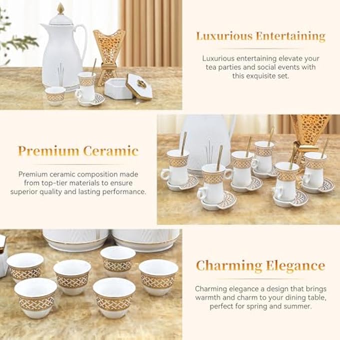 rayihni 40Pcs Vintage Floral Tea Set Coffee Set For Family Office Perfect Afternoon Tea Coffee With Friends Family Includes Universal Wheels For Easy Mobility - Image 4