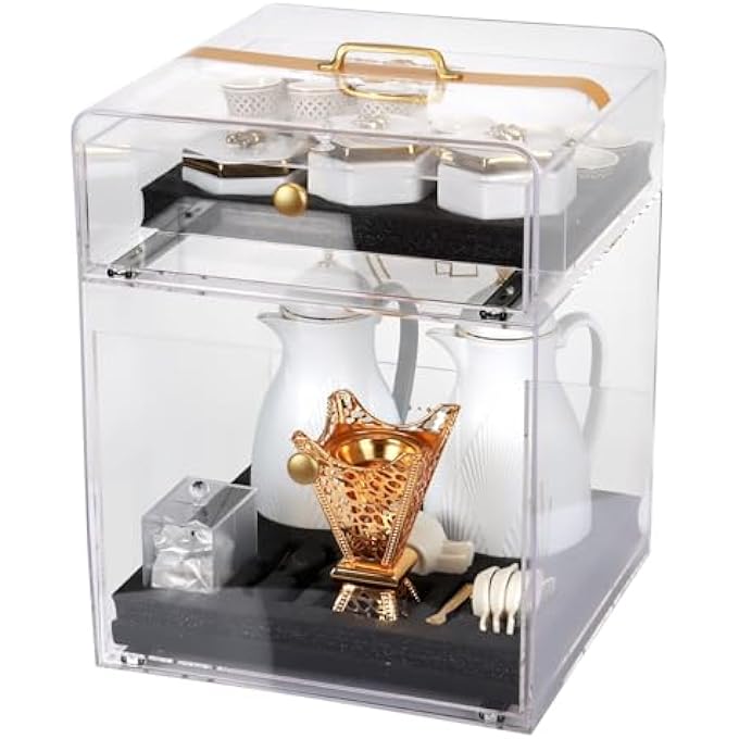 rayihni 40Pcs Vintage Floral Tea Set Coffee Set For Family Office Perfect Afternoon Tea Coffee With Friends Family Includes Universal Wheels For Easy Mobility - Image 1