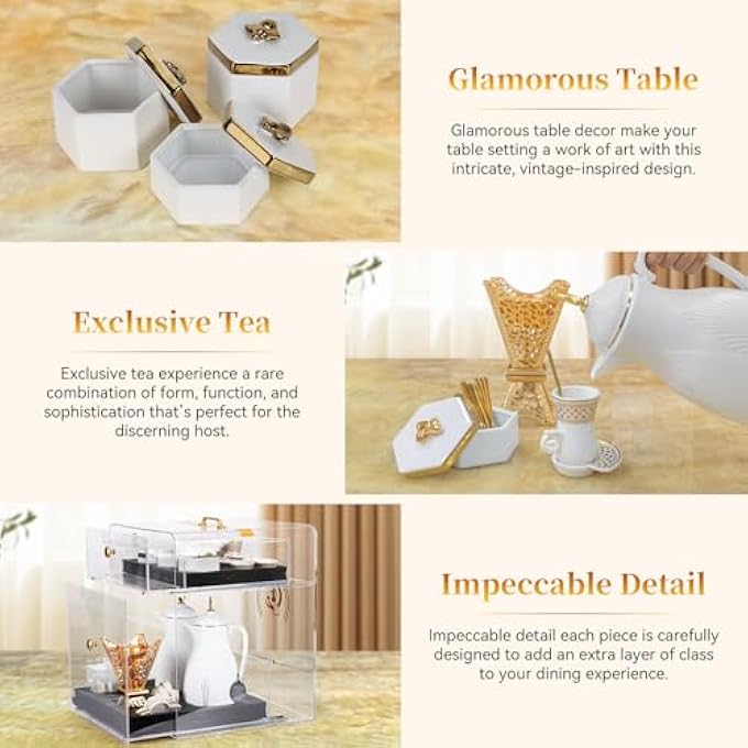rayihni 40Pcs Vintage Floral Tea Set Coffee Set For Family Office Perfect Afternoon Tea Coffee With Friends Family Includes Universal Wheels For Easy Mobility - Image 5