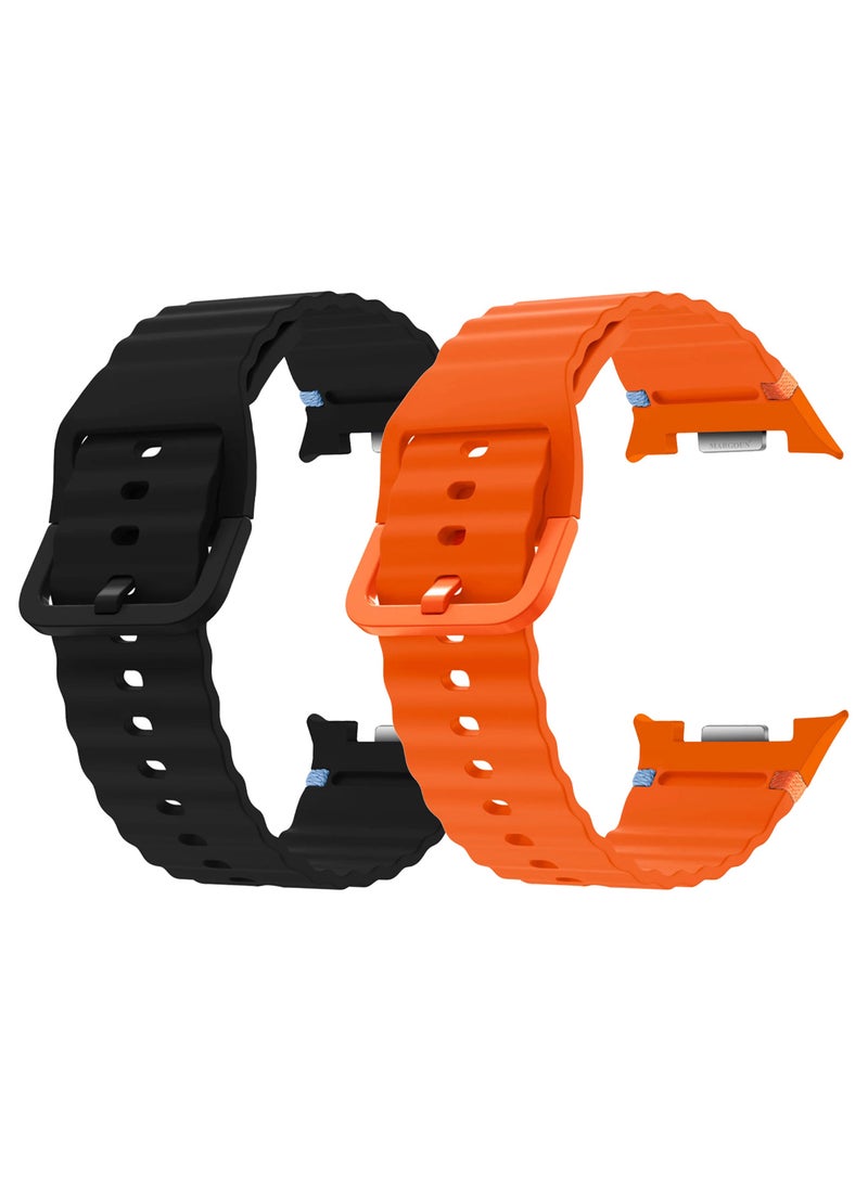 CATANES 2 Packs Silicone Ocean Band for Samsung Galaxy Watch 8 Classic 46mm and Watch 8 40mm 44mm - Sport Band Strap - Image 1