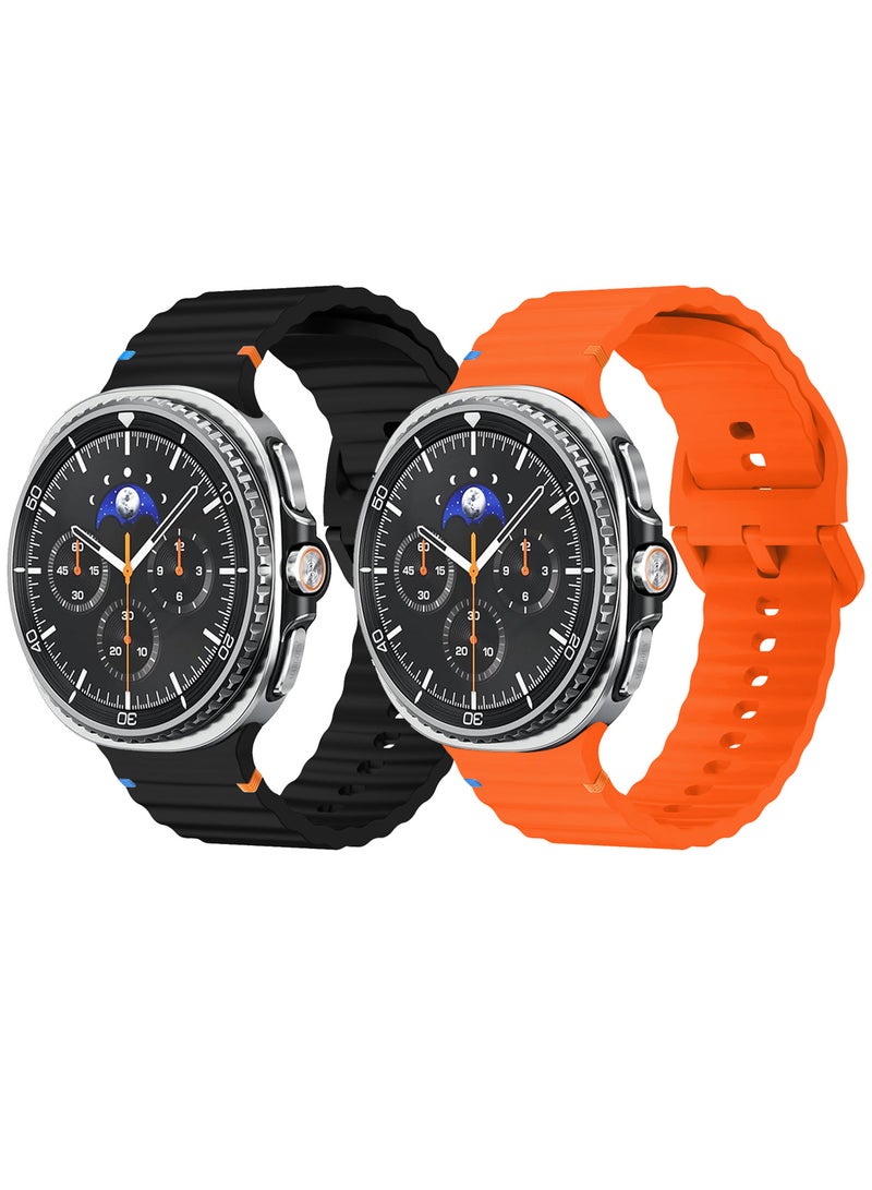 CATANES 2 Packs Silicone Ocean Band for Samsung Galaxy Watch 8 Classic 46mm and Watch 8 40mm 44mm - Sport Band Strap - Image 2
