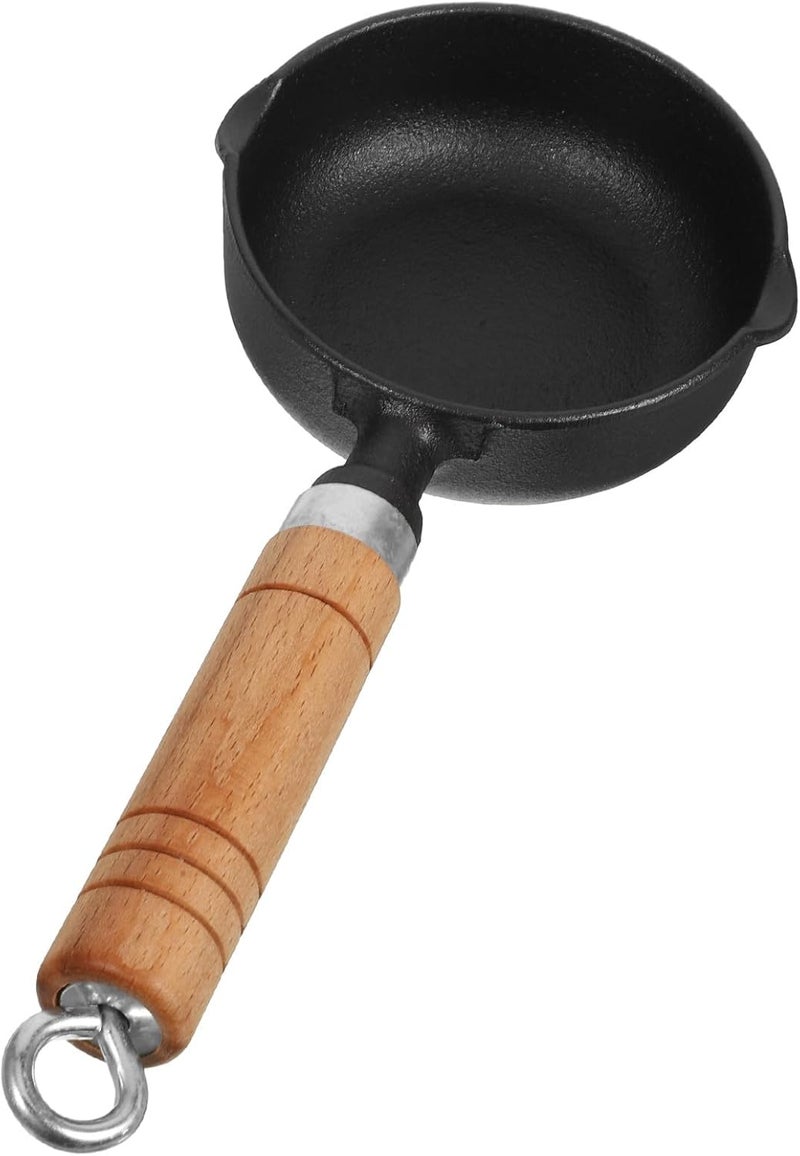 Homoyoyo Cast Iron Small Sauce Pan with Pour Spout, Deep Non-stick Metal Sauce Pot for Home Kitchen, Mini Butter Melting and Oil Pouring Pan 11x4cm - Image 1