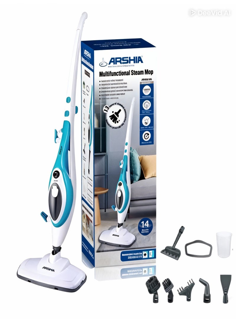 Arshia Steam Mop 10-in-1 for Floor Cleaner,with Foldable Wand and Swivel Steering, Removable Water Tank, Chemical-Free Cleaning, Safe for All Sealed Floors, Anti Slip Suction 1500 W - Image 1