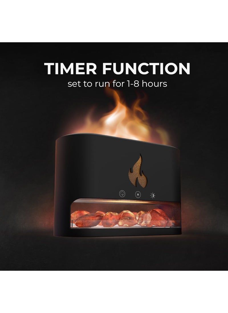 YDL YDL Fireplace Flame Diffuser Aromatherapy Essential Oil Diffuser Himalayan Salt Lamp Diffuser Cool Mist Ultrasonic Humidifier for BedroomOfficeHome Auto ShutOff Night Light Black  - Image 2