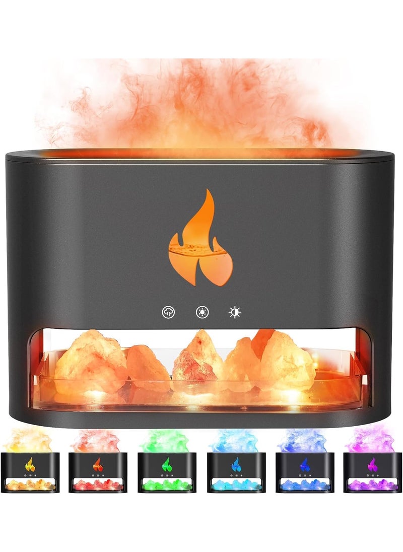 YDL YDL Fireplace Flame Diffuser Aromatherapy Essential Oil Diffuser Himalayan Salt Lamp Diffuser Cool Mist Ultrasonic Humidifier for BedroomOfficeHome Auto ShutOff Night Light Black  - Image 3