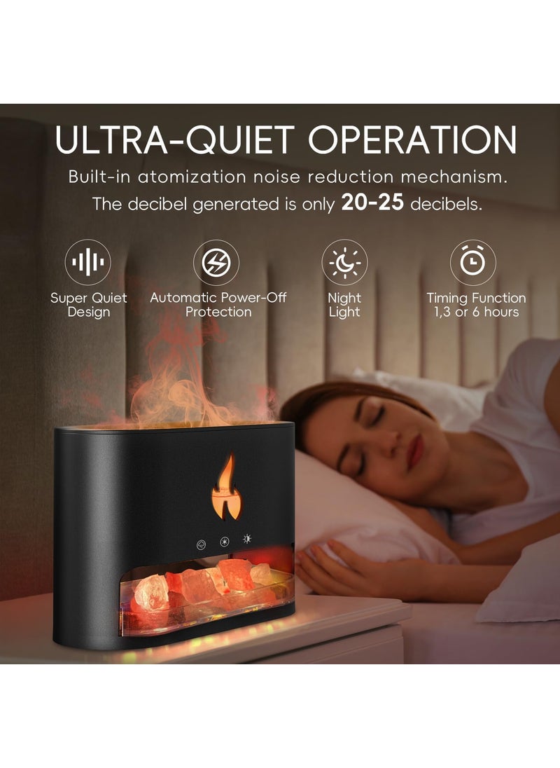 YDL YDL Fireplace Flame Diffuser Aromatherapy Essential Oil Diffuser Himalayan Salt Lamp Diffuser Cool Mist Ultrasonic Humidifier for BedroomOfficeHome Auto ShutOff Night Light Black  - Image 5