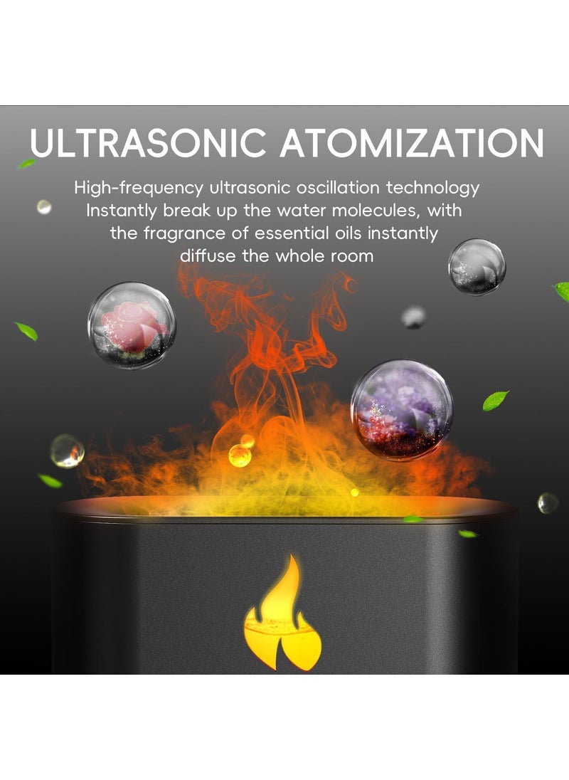 YDL YDL Fireplace Flame Diffuser Aromatherapy Essential Oil Diffuser Himalayan Salt Lamp Diffuser Cool Mist Ultrasonic Humidifier for BedroomOfficeHome Auto ShutOff Night Light Black  - Image 4