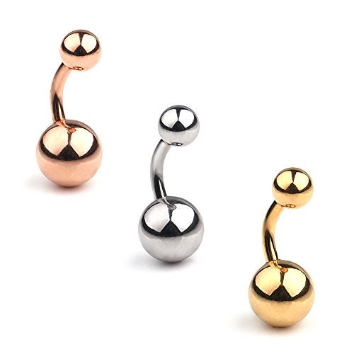 Ruifan 3PCS 316L Surgical Steel 14G 6mm 1/4 Inches Short Belly Earring Navel Button Ring - Mix Color - Image 1