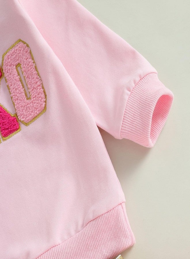 SAYOO Toddler Baby Girls Valentine's Outfits Be Mine and Bow Embroidery Sweatshirt Tops+Rainbow Tutu Skirt 2Pcs Clothes (XOXO-Pink, 3-4T) - Image 5