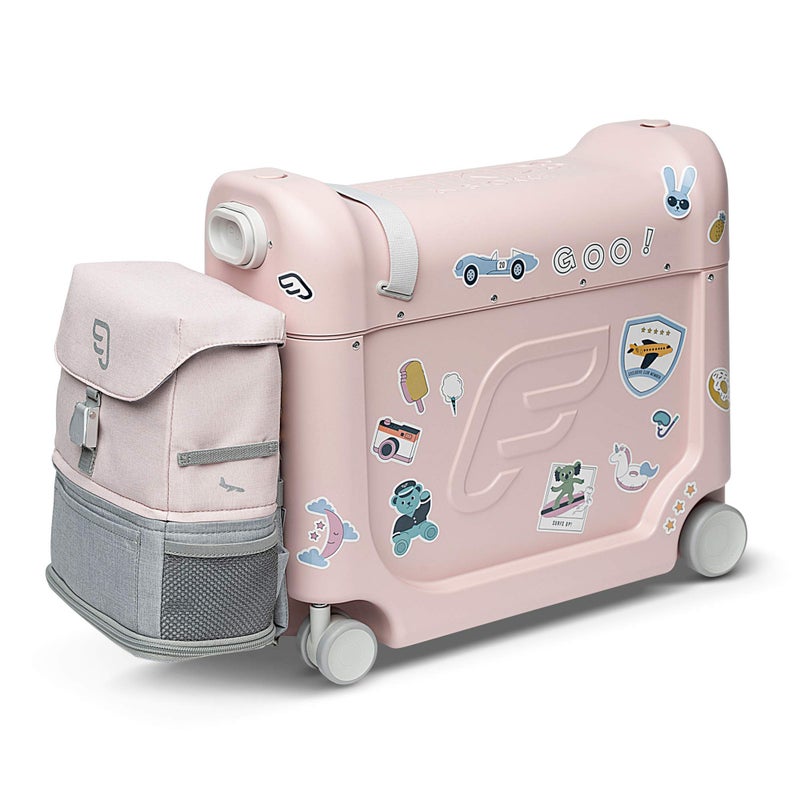 STOKKE JetKids Stokke Travel Bundle Pink Includes BedBox RideOn Suitcase Backpack Best for Kids 27 Years Old Up to 77 lbs 