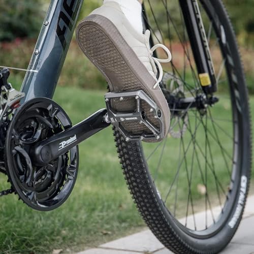 GEWAGE Road/Mountain Bike Pedals - 3 Bearings Bicycle Pedals - 9/16” CNC Machined Flat Pedals with Removable Anti-Skid Nails (Titanium) - Image 2