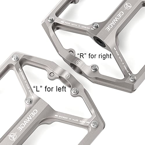 GEWAGE Road/Mountain Bike Pedals - 3 Bearings Bicycle Pedals - 9/16” CNC Machined Flat Pedals with Removable Anti-Skid Nails (Titanium) - Image 5