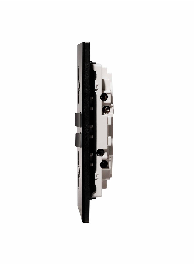 Donmarco - 2 Gang Double MF Socket with Neon – 13A, Ultra Thin Glass , Fire-Resistant Electric Outlet , 15-Year Warranty , Multi-Function with Neon Indicator (Matt Black) - Image 1