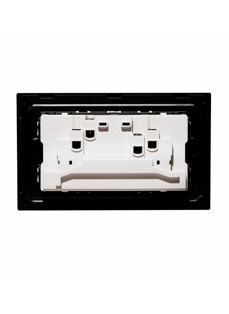 Donmarco - 2 Gang Double MF Socket with Neon – 13A, Ultra Thin Glass , Fire-Resistant Electric Outlet , 15-Year Warranty , Multi-Function with Neon Indicator (Matt Black) - Image 1