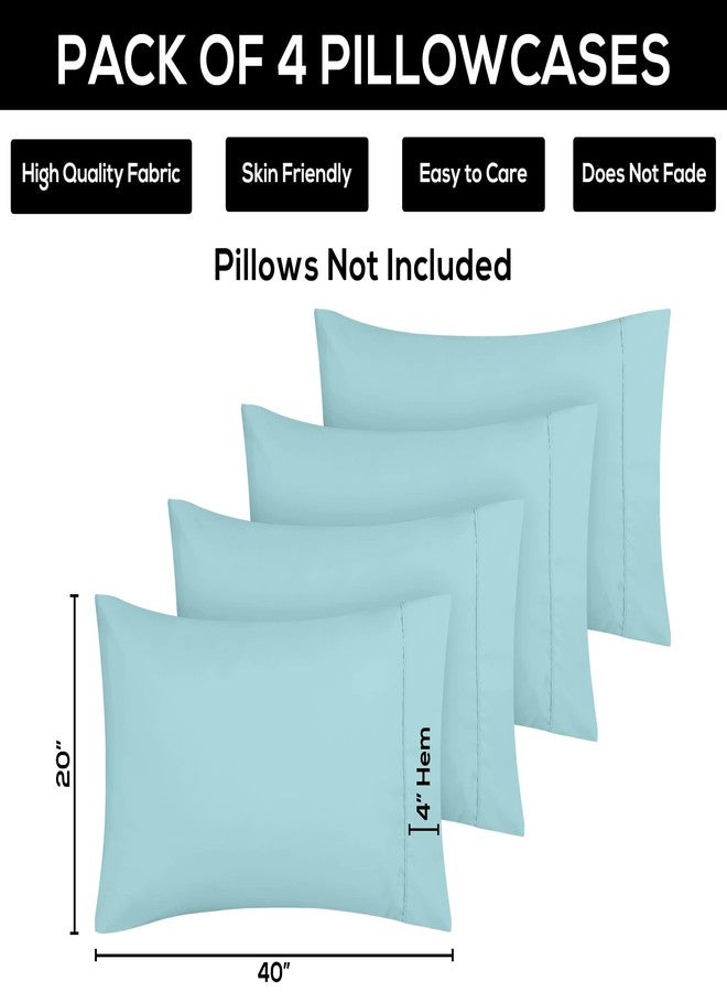 Utopia Bedding Standard Pillow Cases - 4 Pack - Envelope Closure - Soft Brushed Microfiber Fabric - Shrinkage and Fade Resistant Pillow Covers Standard Size 20 X 26 Inches (Standard, Spa Blue) - Image 3