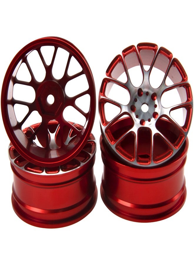 Vgoohobby 4Pcs Vgoohobby Aluminum Wheel Rims 12mm Hex Hub Width 26mm Compatible with 1/10 Tamiya TT-01 Kyosho RedCat Sakura HSP HPI 1/10 On-Road Racing Touring RC Drift Car (Red) - Image 4