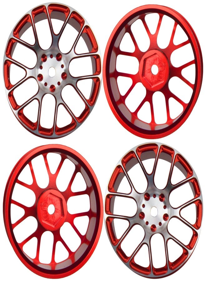 Vgoohobby 4Pcs Vgoohobby Aluminum Wheel Rims 12mm Hex Hub Width 26mm Compatible with 1/10 Tamiya TT-01 Kyosho RedCat Sakura HSP HPI 1/10 On-Road Racing Touring RC Drift Car (Red) - Image 3