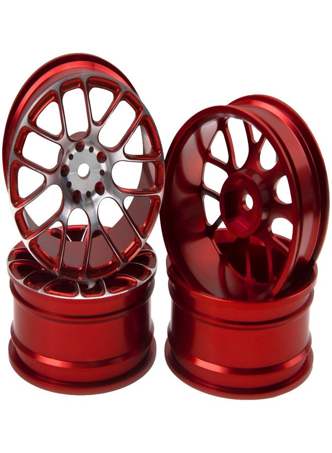 Vgoohobby 4Pcs Vgoohobby Aluminum Wheel Rims 12mm Hex Hub Width 26mm Compatible with 1/10 Tamiya TT-01 Kyosho RedCat Sakura HSP HPI 1/10 On-Road Racing Touring RC Drift Car (Red) - Image 2