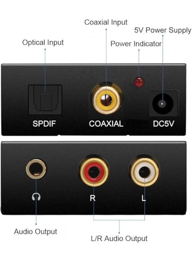 Digital SPDIF Optical to Analog Stereo Audio Converter – Optical to RCA L/R and 3.5mm Jack Adapter Box with Cable – Easy Plug & Play Sound Converter for TV, Speaker, or Headphones - Image 5