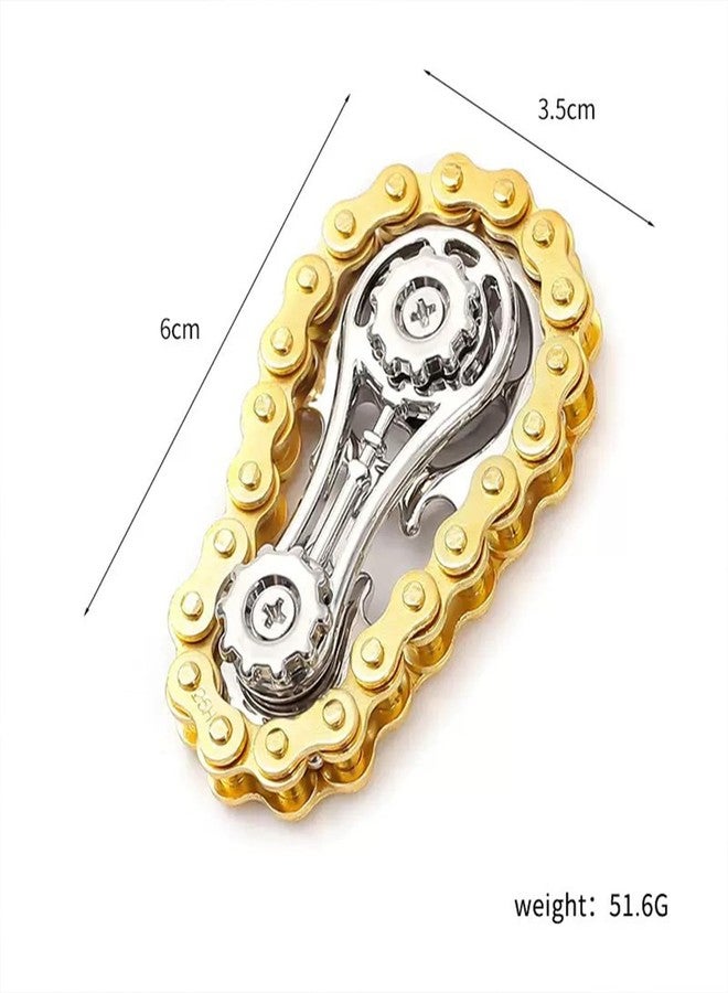 BCNJEPIN Bike Chain Fidget Toy, Stress Relief Toys Adults, Bike Chain Gears Toy, Metal Fingertip Sensory Toy for Adult Kid (Gold) - Image 2