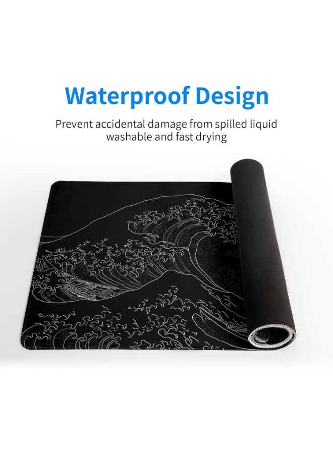 Black Sea Wave Extended Gaming Mouse Pad 90 x 40 CM – XXLarge Desk Mat - Image 4