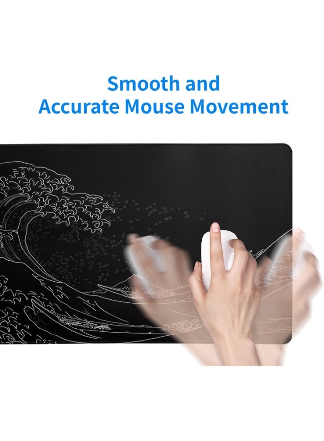 Black Sea Wave Extended Gaming Mouse Pad 90 x 40 CM – XXLarge Desk Mat - Image 3