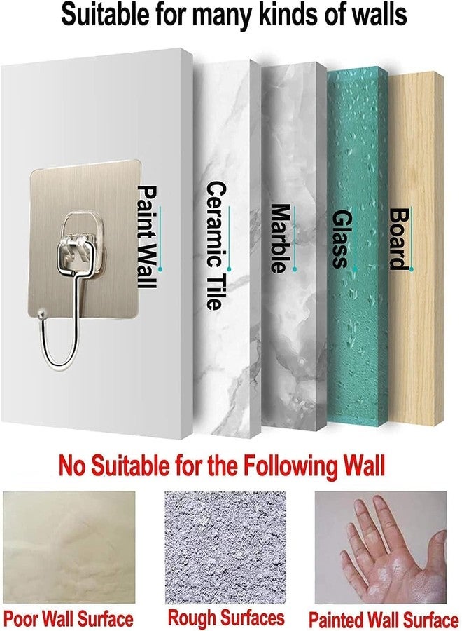 RUJVE 10 Pcs Large Adhesive Wall Hook – Heavy Duty Wall Hanger Hooks for Hanging Without Drill | Waterproof, Rustproof Wall Stick Hooks for Kitchen, Bathroom, Home & Office Use - Image 4
