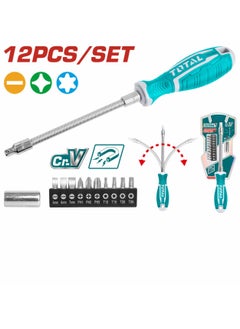 TOTAL Total 12PCS Flexible Shaft Screwdriver Set – Versatile Tool for Tight Spaces & DIY Projects with Adaptor and Multiple Bits  - Image 1