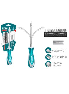 TOTAL Total 12PCS Flexible Shaft Screwdriver Set – Versatile Tool for Tight Spaces & DIY Projects with Adaptor and Multiple Bits  - Image 2