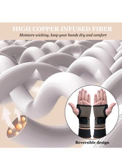 KASTWAVE Wrist Support Brace, 1 Pair Carpal Tunnel Relief Fitness Sleeve, Copper Wrist Compression Sleeve, Elastic Breathable Wrist Support Sleeve Wrist Brace for Tendonitis, Arthritis, Sprains Pain Relief  - Image 4