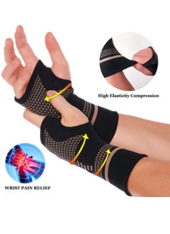 KASTWAVE Wrist Support Brace, 1 Pair Carpal Tunnel Relief Fitness Sleeve, Copper Wrist Compression Sleeve, Elastic Breathable Wrist Support Sleeve Wrist Brace for Tendonitis, Arthritis, Sprains Pain Relief  - Image 5
