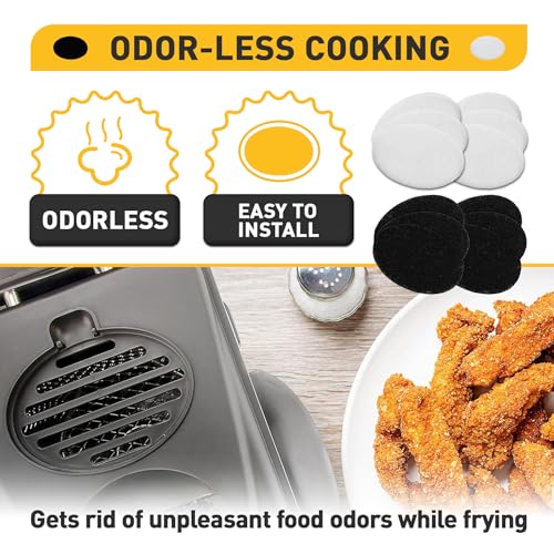 EUSTREER 6 Packs Charcoal and Oil Vapor Replacement Filter, Compatible with OVENTE 2 Liter Electric Deep Fryer, White and Black 12 Pcs in Total - Image 3