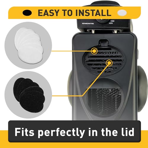 EUSTREER 6 Packs Charcoal and Oil Vapor Replacement Filter, Compatible with OVENTE 2 Liter Electric Deep Fryer, White and Black 12 Pcs in Total - Image 2