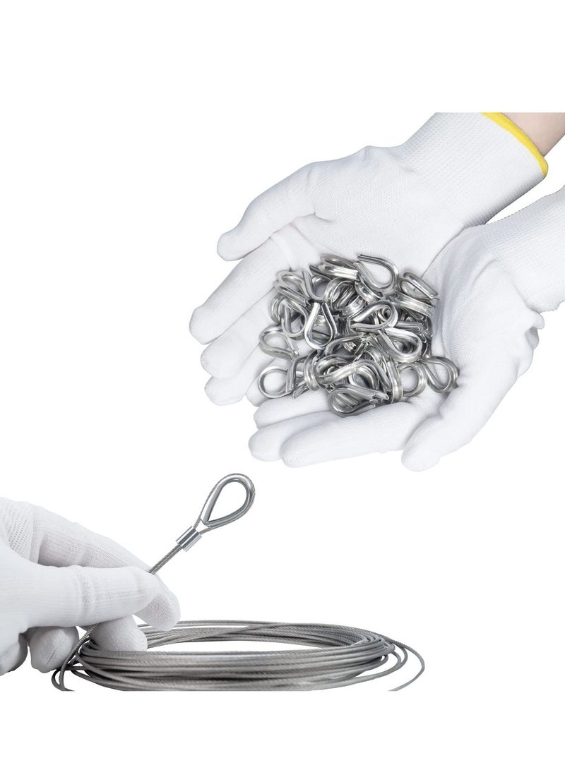 SYOSI M3 Stainless Steel Wire Rope Thimbles, 50PCS M3 Stainless Steel Wire Rope Cable Clip Clamp, Aluminum Crimping Loop Sleeve for 1/8 Inch Wire Rope Cable  - Image 2