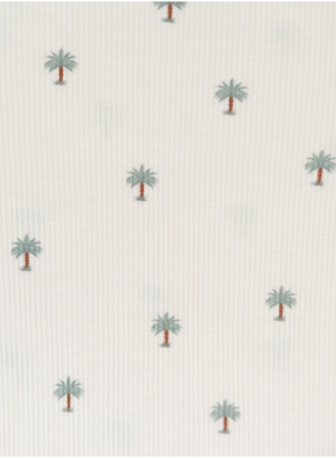 Hushabye – Ribbed Bamboo Pyjamas for Kids – Date Palm Print - Image 3