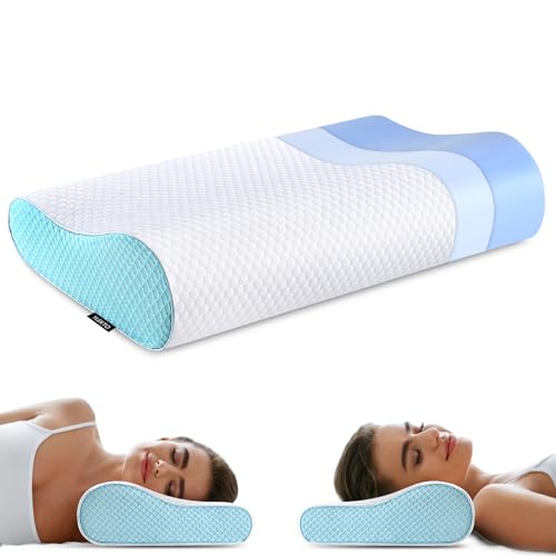 Ylekto Memory Foam Pillows Neck Pillow Bed Pillow for Sleeping Ergonomic Cervical Contour Pillow for Side Back Stomach Sleeper for Neck and Shoulder Pain - Image 1