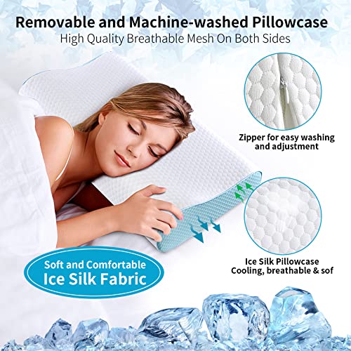 Ylekto Memory Foam Pillows Neck Pillow Bed Pillow for Sleeping Ergonomic Cervical Contour Pillow for Side Back Stomach Sleeper for Neck and Shoulder Pain - Image 2