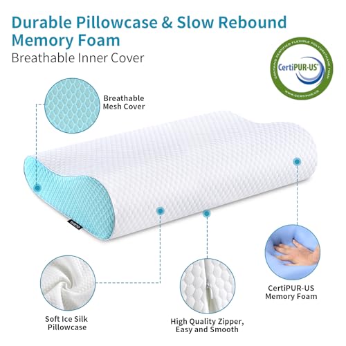 Ylekto Memory Foam Pillows Neck Pillow Bed Pillow for Sleeping Ergonomic Cervical Contour Pillow for Side Back Stomach Sleeper for Neck and Shoulder Pain - Image 5