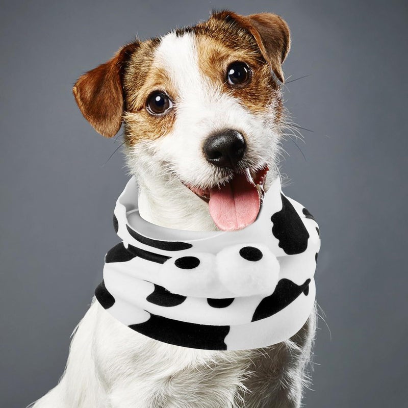 Pet Decorative Scarf Hood Warm Cow Print Bandana For Dogs Cats Medium Size Comfortable Winter Neck Warmer Pet Accessory - Image 5