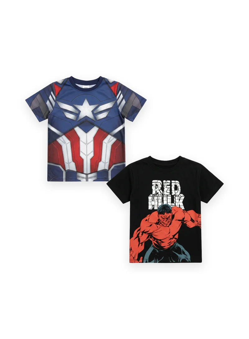 مارفل Marvel Captain America & Hulk Toddler Boys Graphic T-Shirt (Pack of 2)