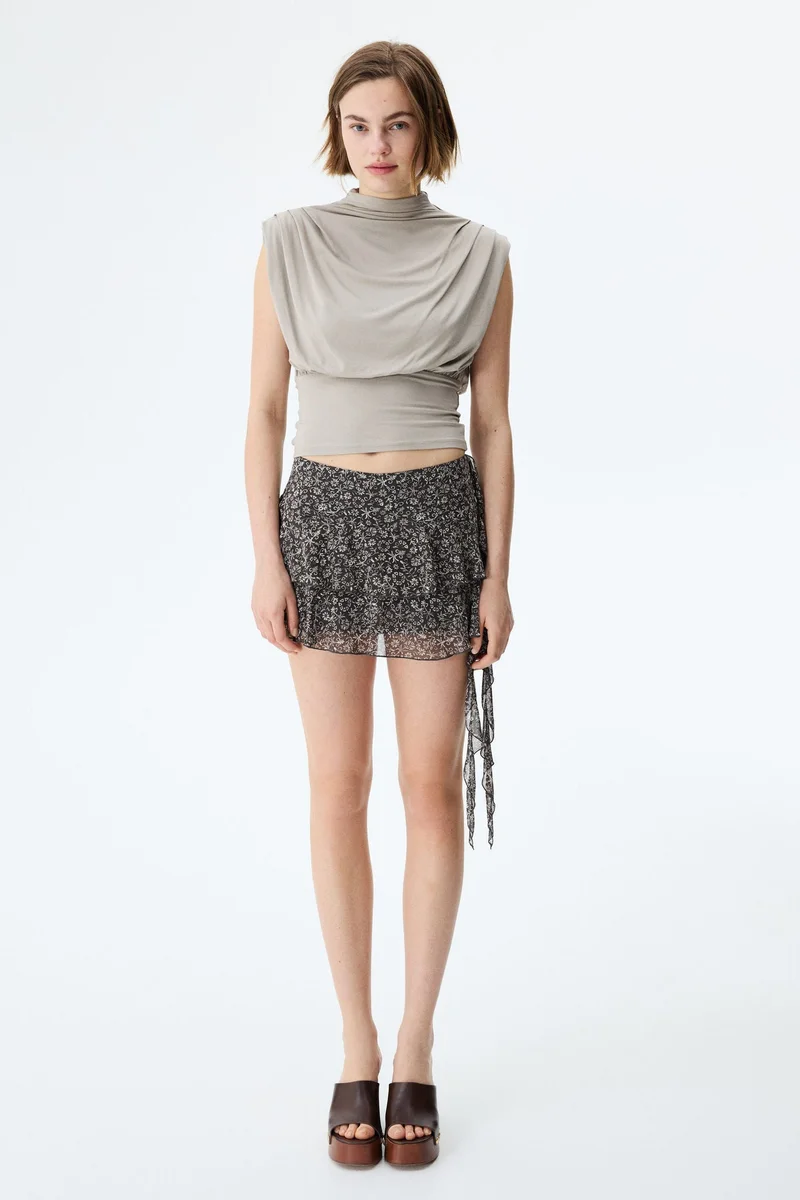 H&M Draped-panel tiered skirt