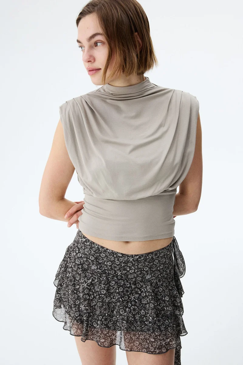 H&M Draped-panel tiered skirt