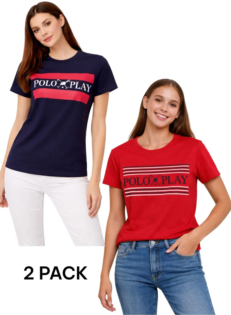 بولو بلاي  Multipack Graphic Print T-Shirt for WOMEN