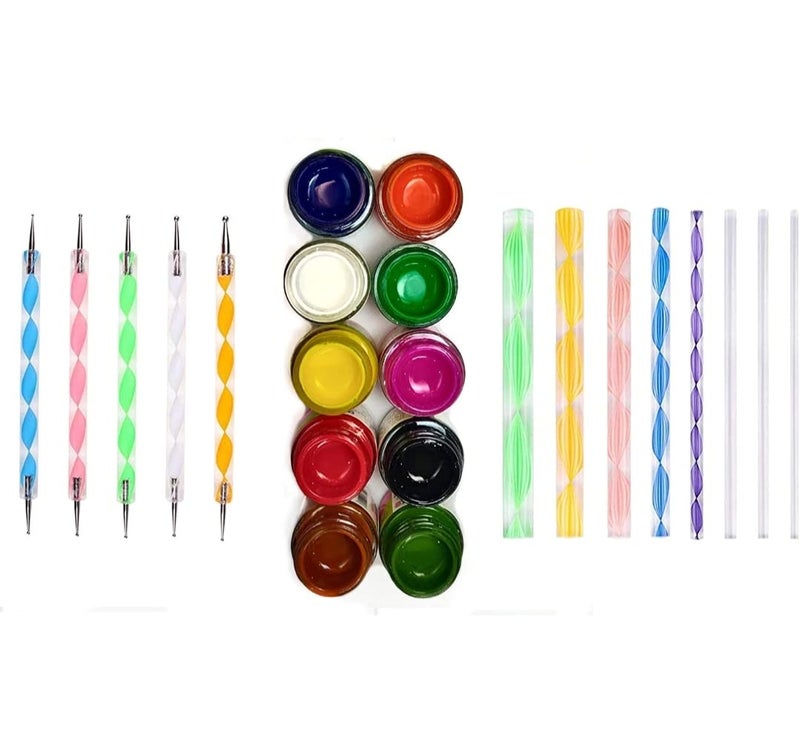 E Shopping® mandala art tools set of 13pc with Mandala Moment book and acrylic color kit of 10 different colors - Image 2