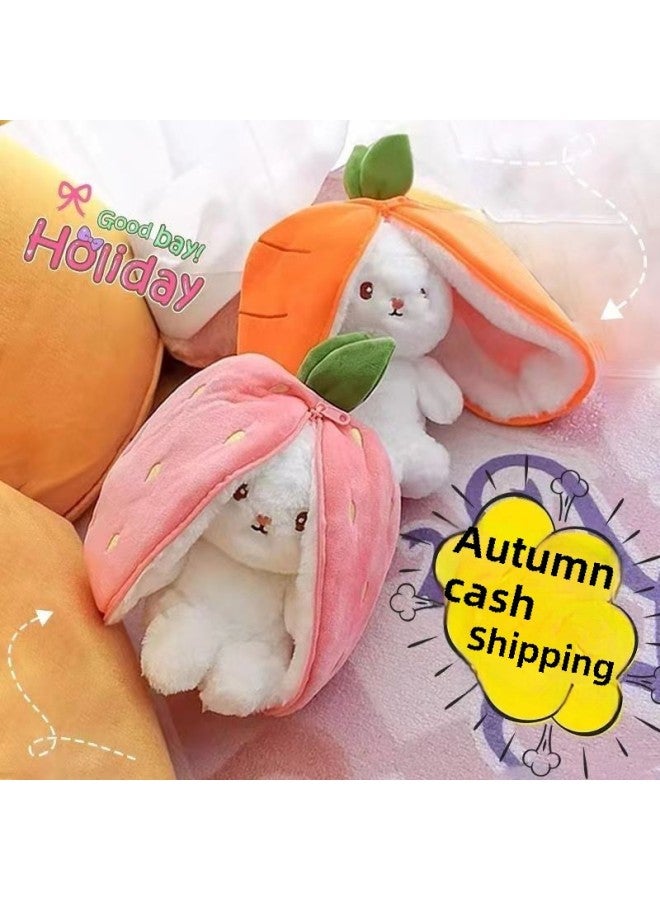 Strawberry Rabbit Doll Transformation Bunny Plush Toy Doll Carrot Birthday Gift Valentine's Day Pillow-Color:Strawberry Rabbit-Height:Small Size Full Length 25cm 】 - Image 3